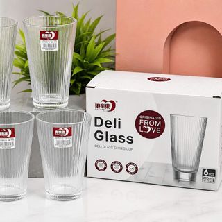 BỘ 6 LY THUỶ TINH SỌC CAO 333ML Y5840-2A (T8)