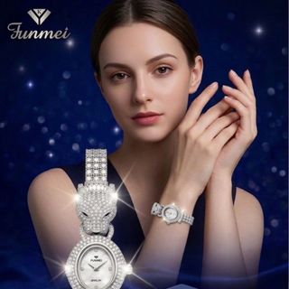 SET ĐỒNG HỒ NỮ CHÍNH NGẠCH FUNMEI F2165 FULL ĐÍNH ĐÁ CZ FULLBOX HOÁ ĐƠN