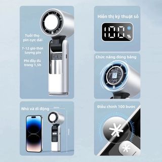 QUẠT TÍCH ĐIỆN CẦM TAY SÒ LẠNH K801 TÍCH HỢP ĐÈN PIN DUNG LƯỢNG 4000MAH