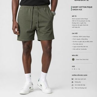 SHORT THUN COTTON PIQUE.  Chất cotton gai cao cấp, dày dặn.