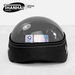 Nón Bảo Hiểm Bọc Da Thêu Có Kính Chắn Gió