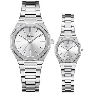 ĐỒNG HỒ COUPLE CHÍNH HÃNG FUNMEI F8035 DÂY THÉP FULLBOX TEM HÃNG