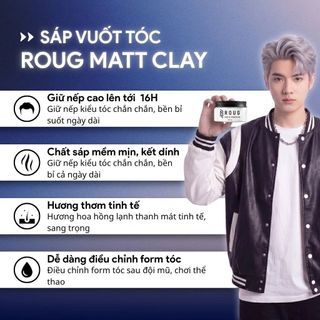 [VERSION 4] Sáp vuốt tóc Roug Matt Clay (Roug Trắng) cho tóc dày, Giữ nếp lên tới 16H, Không gây bết dính, Dễ điều chỉnh form sau độ mũ, chơi thể thao