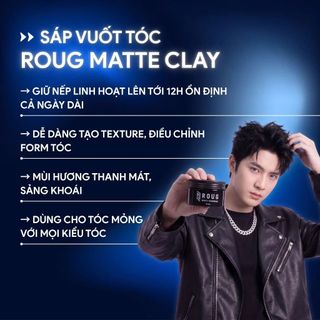 [VERSION 4] Sáp vuốt tóc ROUG Matte Clay (Roug Đen) - Giữ nếp lên tới 12H, Tạo kiểu linh hoạt, Không bết dính