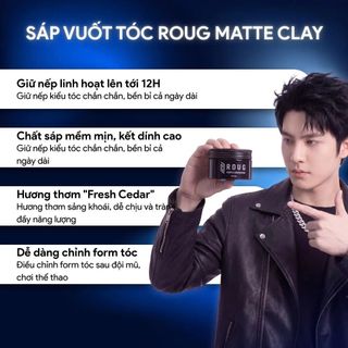 [VERSION 4] Sáp vuốt tóc ROUG Matte Clay (Roug Đen) - Giữ nếp lên tới 12H, Tạo kiểu linh hoạt, Không bết dính