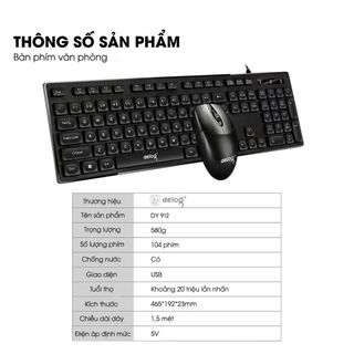 COMBO PHÍM CHUỘT CÓ DÂY CHÍNH HÃNG DEIOG DY-912 (TRẮNG)