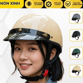 Nón bảo hiểm nửa đầu kèm lưỡi trai kiểu dáng đơn giản hàng chính hãng bảo hành 12 tháng SJC Sundy Helmet haly phượt 1/2