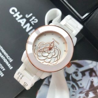 ĐỒNG HỒ NAM NỮ CAO CẤP CHANEI CERAMIC TRẮNG MẶT HOA SIZE LỚN