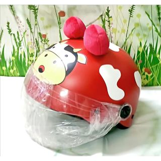 \ Mũ / nón bảo hiểm trẻ em 2-5 tuổi dưới 25kg , có kính che mặt , hoạ tiết bò sữa (vòng đầu 35-47cm )