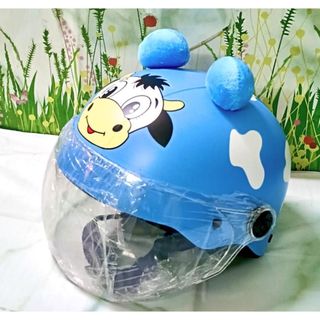 Mũ / nón bảo hiểm trẻ em 2-5 tuổi (dưới 25kg) có kính che mặt , hoạ tiết Bò Sữa (vòng đầu : 35 - 47 cm )