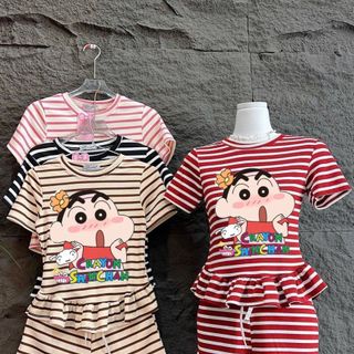 BỘ ĐÙI THUN COTTON SỌC IN HÌNH CUSHIN CUTE