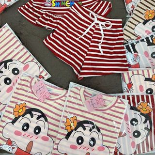 BỘ ĐÙI THUN COTTON SỌC IN HÌNH CUSHIN CUTE