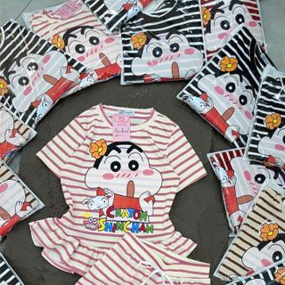 BỘ ĐÙI THUN COTTON SỌC IN HÌNH CUSHIN CUTE