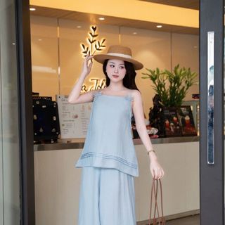 SET ÁO 2 DÂY NƠ PHỐI QUẦN SUÔNG – NHẸ NHÀNG CHUẨN NÀNG THƠ