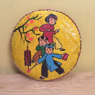 Mẹt tre vẽ tay trang trí trung thu, trang trí Tết