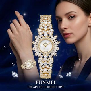 ĐỒNG HỒ NỮ CHÍNH NGẠCH FUNMEI F2170 ĐÍNH ĐÁ CZ FULLBOX HOÁ ĐƠN