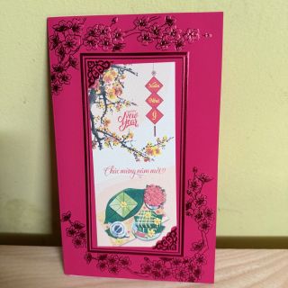 Thiệp Tết giấy nhung đỏ cỡ lớn