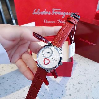 SĂN SALE ĐỒNG HỒ NỮ CAO CẤP SALVATHO COURE DÂY DA MẶT TRÁI TIM