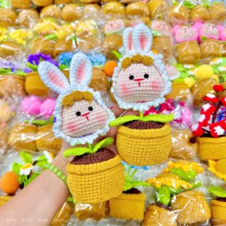**CHẬU HOA LEN MINI SIÊU CƯNG**