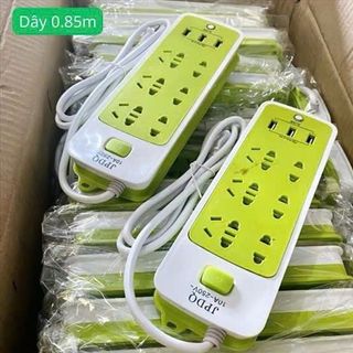 Ổ điện xanh (6 ổ 3 cổng usb)