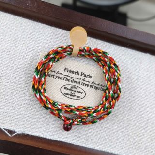 Vòng tay Ngũ Sắc Đỏ 2.0 mm quấn 5 vòng nút tròn Nữ, Vòng tay Phong Thủy bán đủ size, đủ màu