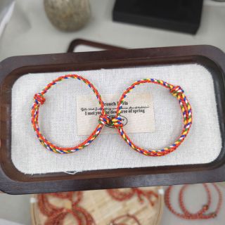 Vòng tay Ngũ Sắc Đỏ 3.0 mm 2 nút tròn Trẻ Em, Vòng tay Phong Thủy bán đủ size, đủ màu