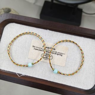 Vòng tay Ngũ Sắc Vàng Kim 0.8 phối 1 hạt đá Thọ Sơn Freesize, Vòng tay Phong Thủy bán đủ size, đủ màu