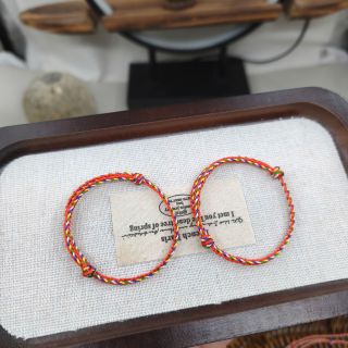 Vòng tay Ngũ Sắc Đỏ 3.0 mm 2 nút tròn Trẻ Em, Vòng tay Phong Thủy bán đủ size, đủ màu