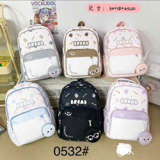 🎒 BALO THỜI TRANG A0532 – HOT TREND HỌA TIẾT BREAD SIÊU ĐÁNG YÊU!