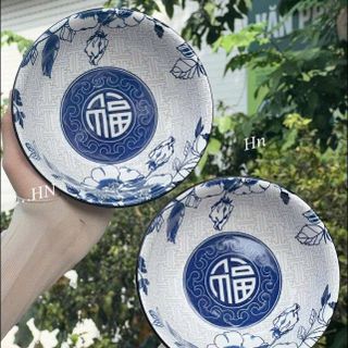 TÔ SỨ KHÔNG HOA XANH CHỮ PHÚC SIZE 5,5 - 13CM (T80)