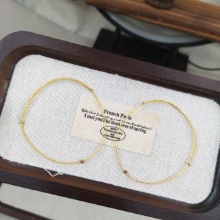 Vòng tay dây Vàng ngân tuyến mix 1 viên Kim sa Nâu 3.0 mm size Tay, Chân. Vòng tay Phong Thủy bán đủ size, đủ màu
