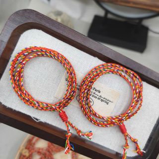 Vòng tay Ngũ Sắc Đỏ 2.0 mm quấn 5 vòng nút tròn Nữ, Vòng tay Phong Thủy bán đủ size, đủ màu
