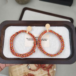 Vòng tay Ngũ Sắc Đỏ 2.0 mm quấn 5 vòng nút tròn Nữ, Vòng tay Phong Thủy bán đủ size, đủ màu