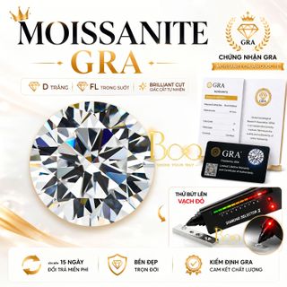 Kim Cương Moissanite Tròn Trắng D/FL Size từ 4 Ly - 22 Ly | Kèm Kiểm Định GRA | BOO