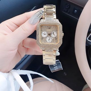 ĐỒNG HỒ NỮ CAO CẤP GUECS CHRONOGRAPH MẶT VUÔNG FULL ĐÁ GOLD VÀ SILVER