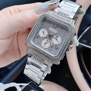 ĐỒNG HỒ NỮ CAO CẤP GUECS CHRONOGRAPH MẶT VUÔNG FULL ĐÁ GOLD VÀ SILVER