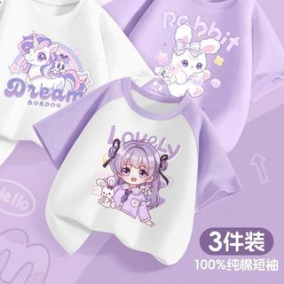 Áo Thun Bé Gái Trẻ Em Cotton Thoáng Mát In Hình Cô Gái Size 10-40kg
