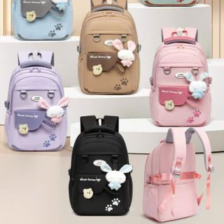 🎒BALO THỜI TRANG A683 – DẤU CHÂN CÚN SIÊU CUTE KÈM MÓC KHÓA THỎ XINH