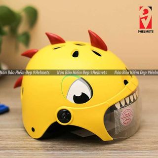 Mũ Bảo Hiểm Trẻ Em Có Kính Hình Khủng Long Trắng