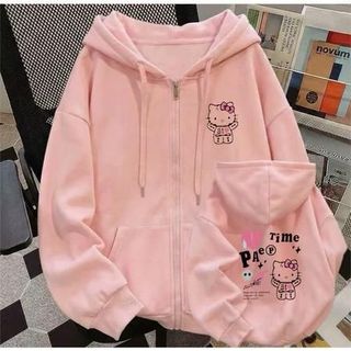 Áo khoác bé gái Hoodie Zip nỉ bông phong cách Hàn Quốc size 10 - 60kg