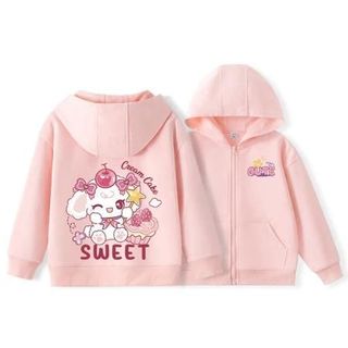 Áo Khoác Nỉ Hoodie Có Mũ Và Khoá Kéo Cho Bé Từ 10-60kg Hình HELLO KITTY Màu Hồng Dễ Thương Chất Liệu Nỉ Bông Mềm Mịn Giữ Ấm Cơ Thể Trong Thời Tiết Lạnh Phong Cách Trẻ Trung Năng Động
