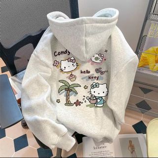 Áo Khoác Hoodie Zip Chất Nỉ Form Rộng Thoải Mái In Mèo Tưới Cây phù hợp cho bé gái