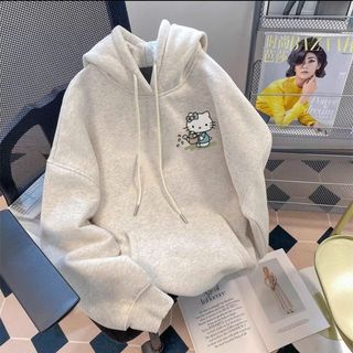 Áo Khoác Hoodie Zip Chất Nỉ Form Rộng Thoải Mái In Mèo Tưới Cây phù hợp cho bé gái