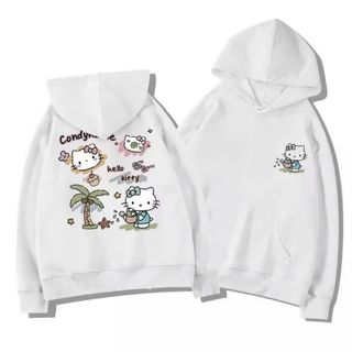 Áo Khoác Hoodie Zip Chất Nỉ Form Rộng Thoải Mái In Mèo Tưới Cây phù hợp cho bé gái