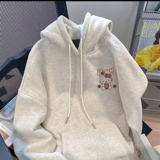Áo Khoác Hoodie Zip Chất Nỉ Form Rộng Thoải Mái In Hình Động Vật Chất Liệu Mềm Mại Thoải Mái cho bé gái Nữ Hello Kitty