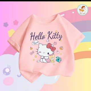 Áo Thun Trẻ Em Họa Tiết Mèo Hello Kitty – Cotton Mềm Mịn, Thoáng Mát Cho Bé Trai & Bé Gái (10-50kg)