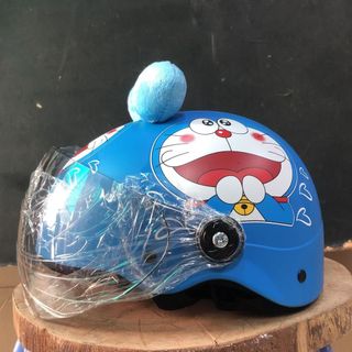 Mũ bảo hiểm có kính và không kính hình Doraemon có tai đáng yêu & dễ thương cho bé từ 4 đến 8 tuổi