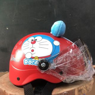 Mũ bảo hiểm có kính và không kính hình Doraemon có tai đáng yêu & dễ thương cho bé từ 4 đến 8 tuổi