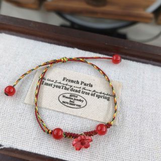 Vòng tay Ngũ sắc lồng đôi dây cotton mix Hoa Anh Đào và Dâu Tằm đủ màu freesize. Vòng tay Phong Thủy bán đủ size đủ màu