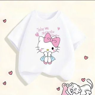 Áo phông , Áo thun ngắn tay in hình mèo helokitty phù hợp cho bé gái